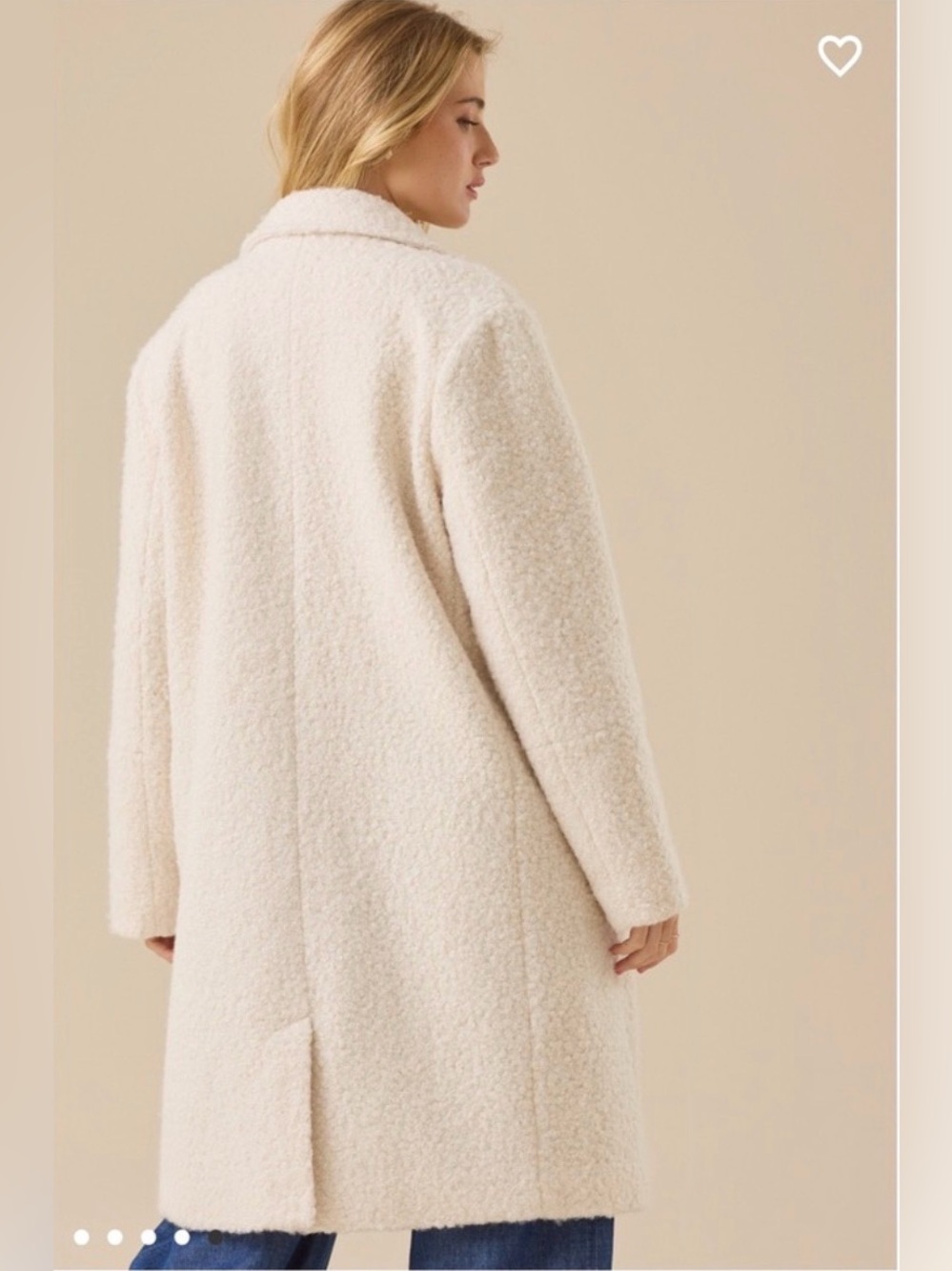 Altar'd State Cream Double-Breasted Teddy Pea Coat - Picture 3 of 7